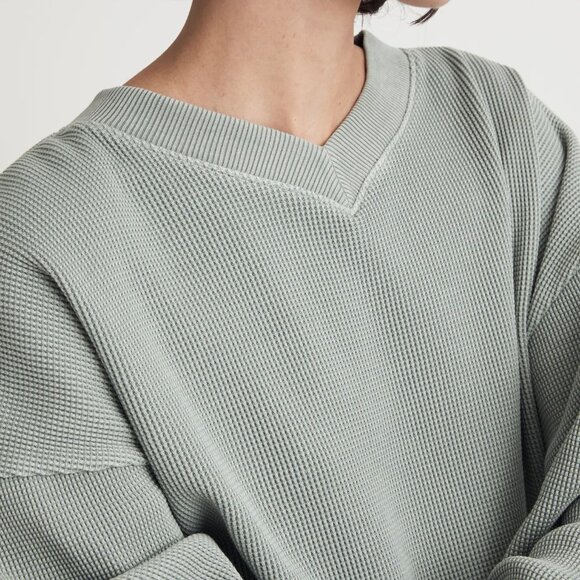 Madewell - Waffle Knit Boxy Sweatshirt Tee in Black Coal - Picture 11 of 11